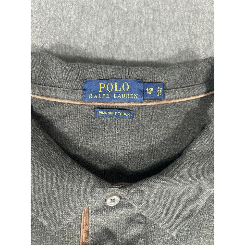 Polo Ralph‎ Lauren Long Sleeve Polo Shirt Men XL Classic Fit Gray Flesh Pony 4XB